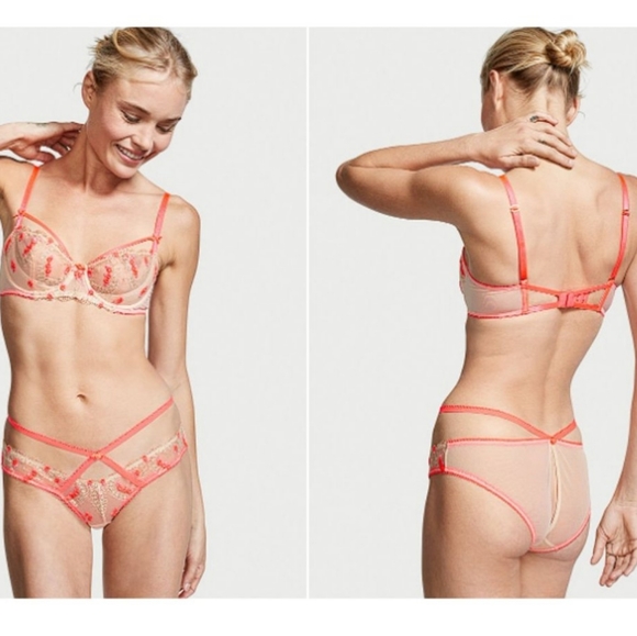 VICTORIAS SECRET DREAM ANGELS HEART EMBROIDERED KEYHOLE CHEEKY PANTY - Picture 6 of 6